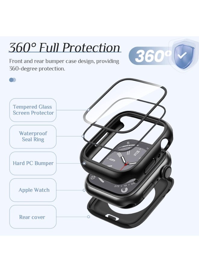 QIRG 2 in 1 Waterproof Case for Apple Watch Series 6/5/4, SE 3/2/1 Screen Protector 44mm, 360 Protective Glass Face Cover Hard PC Bumper + Back Frame for Apple Watch Series 6/5/4, SE 3/2/1 44 mm, Black - Image 5